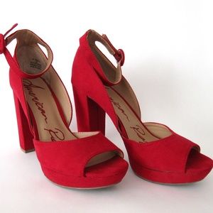 Women's Red Suede Platform High-Heel Sandal